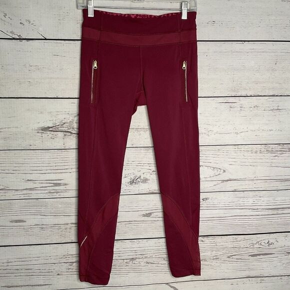 lululemon Women's Dashing Purple/Burgundy Inspire II Mesh 7/8 Tight Leggings  6 - Picture 9 of 10